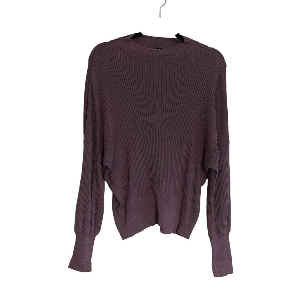 Express Women Sz S Purple Ribbed Long Sleeve Mockneck Pullover Sweater
